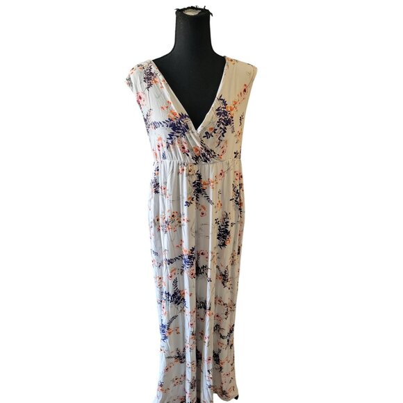 Tiffany Rose Floral Sleeveless Deep V Neck Maternity Long Maxi Dress Size 4 - Picture 1 of 10